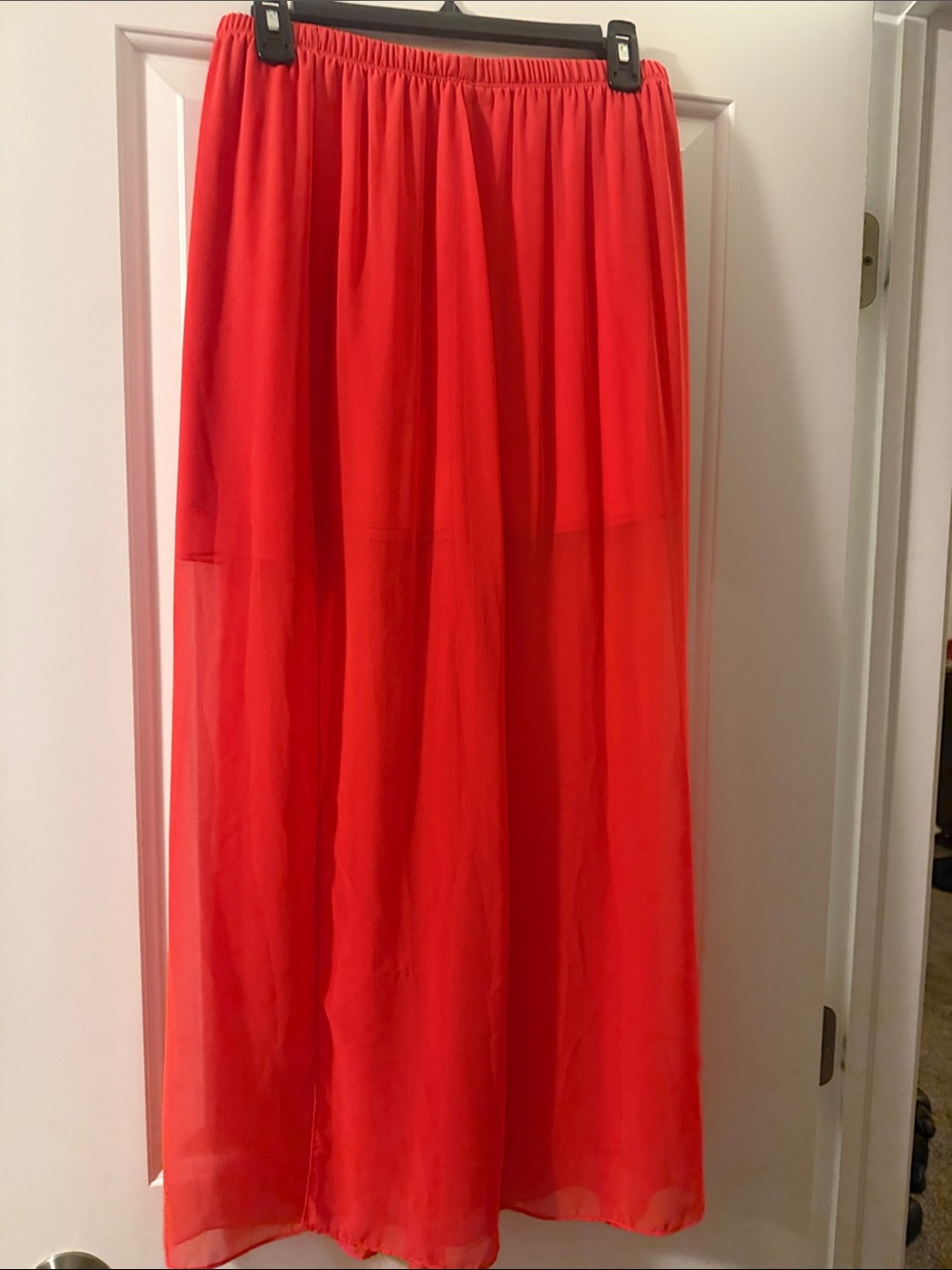 Soprano Bright Red Sheer Maxi Skirt with slit